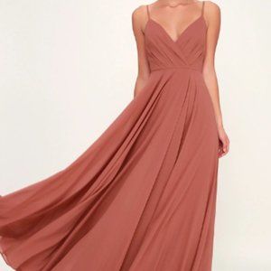 Lulu's All About Love Rusty Rose Maxi Dress / Pink Bridesmaid Dress
